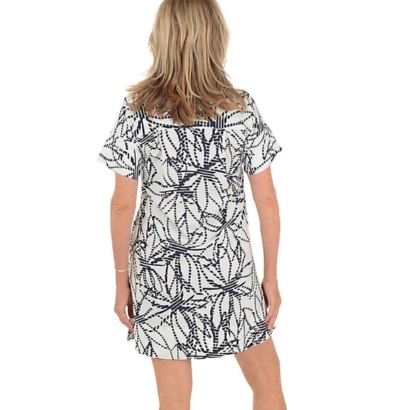 Lior Paris Elegant navy blue and White Patterned Mini Dress size small - Picture 11 of 11